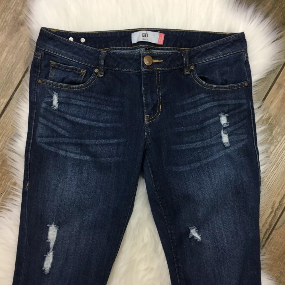 CAbi Slim Boyfriend Jeans Size 6 Distressed Dark